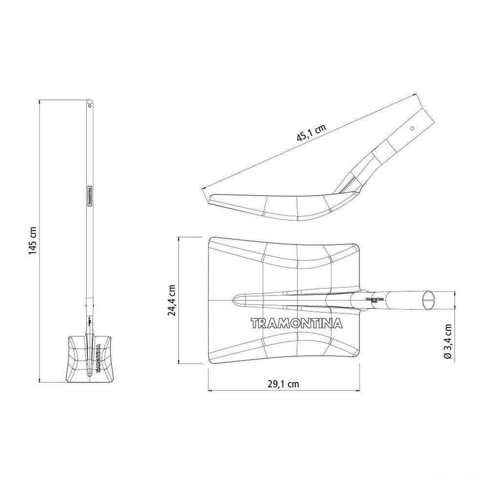 Pá Quadrada Tramontina 465-30 Em Aço Com Cabo De Madeira 120 Cm Tramontina - 3