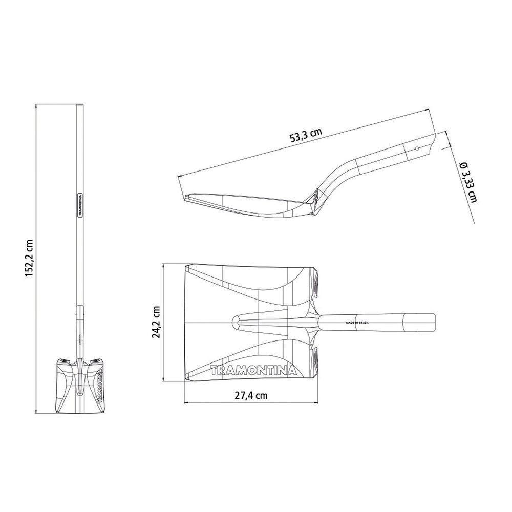 Pá Quadrada Metálica Tramontina Com Cabo De Fibra 120 Cm Tramontina - 4