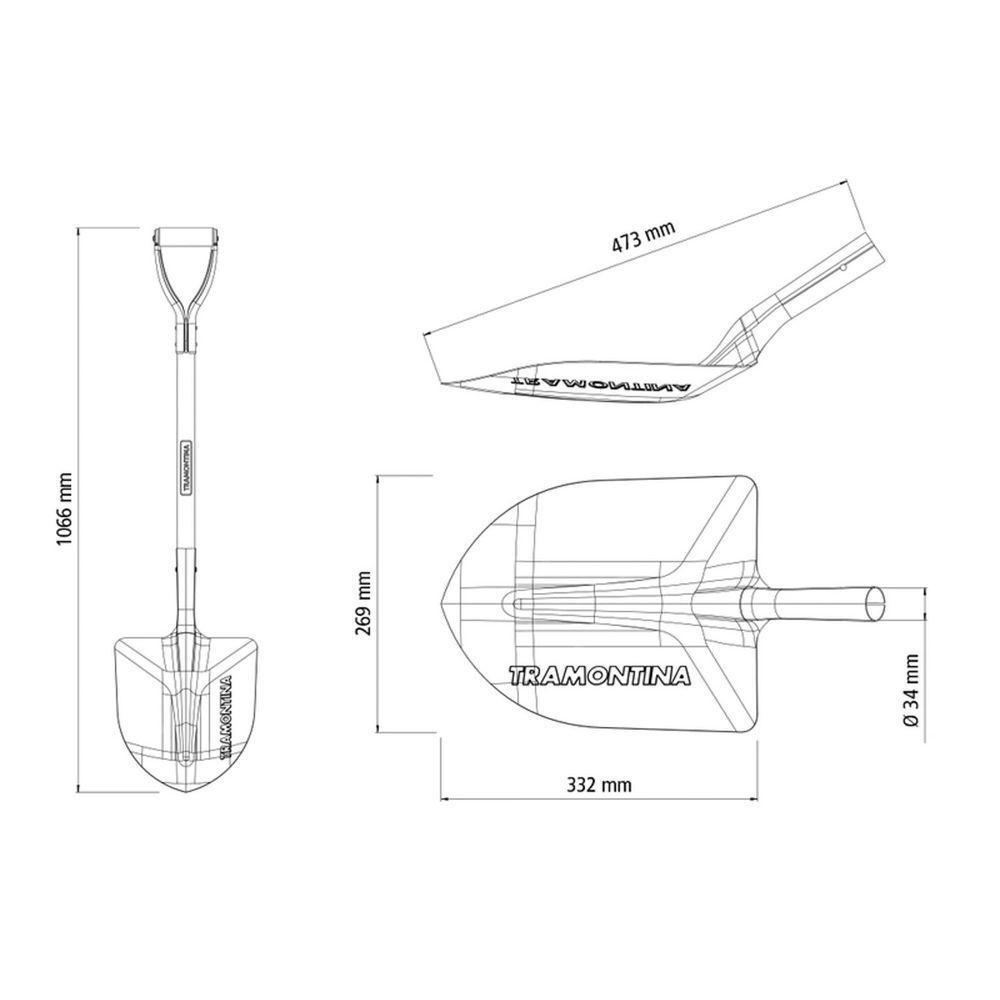 Pá De Bico 405-30 Em Aço Com Cabo De Madeira 74 Cm Com Empunhadura Metálica Ergonômica - 3