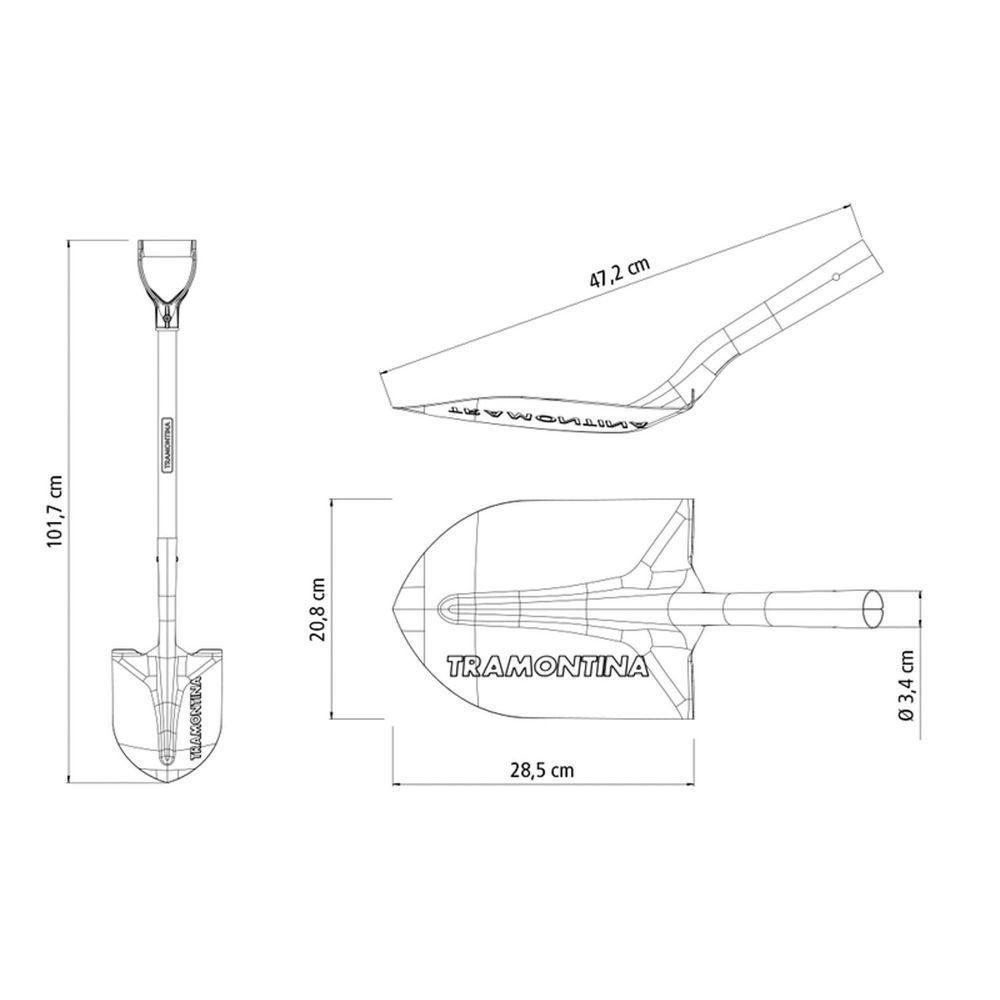 Pá De Bico 470-20 Em Aço Com Cabo De Madeira 71 Cm Com Empunhadura Plástica Reta Ergonômi - 4