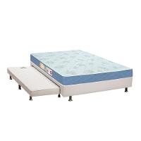 Cama Box c/Auxiliar Casal: Colchão Espuma Castor D45 Sleep Max + Base CRC Courano White(138x188) - 1