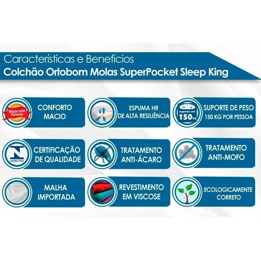 Colchão King Molas SuperPocket Ensacadas   Sleep King OrtoPillow (193x203x32) - Ortobom - 2