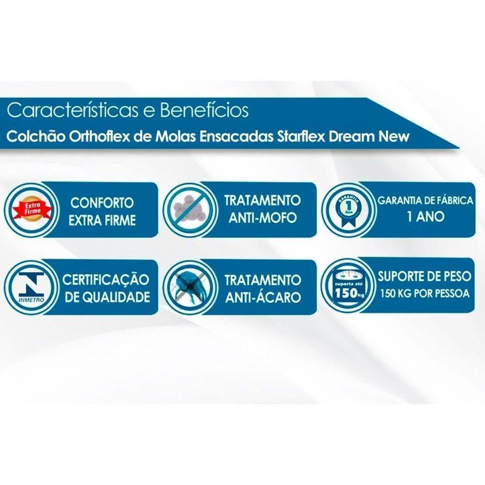 Colchão Casal Molas MasterPocket Ensacadas   Starflex Dream New Pillow In (138x188x30) - Orthoflex - 7