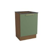 Gabinete De Cozinha Modulado Balcão Botanic M629 P-cooktop 1 Porta C-tampo 60cm Nogueira-oliva-cinzel - Kappesberg - 1