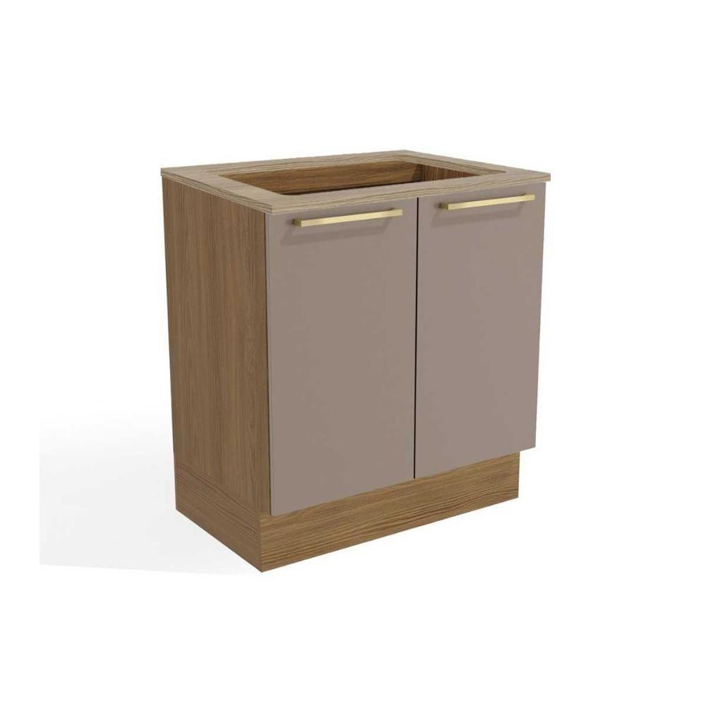 Gabinete De Cozinha Modulado Balcão Botanic M623 P-cooktop 2 Portas C-tampo 80cm Nogueira-fendi-nogueira - Kappesberg - 1