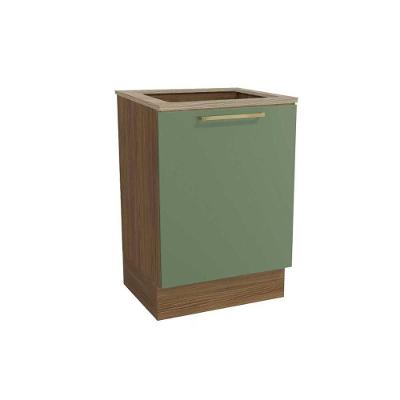 Gabinete de Cozinha Modulado Balcão Botanic M629 p/Cooktop 1 Porta c/Tampo 60cm Nogueira/Oliva/Nogueira - Kappesberg