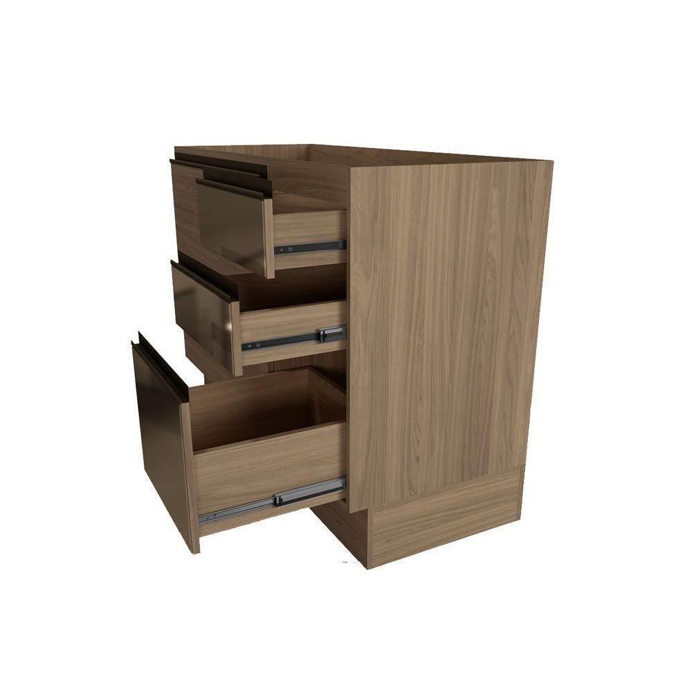 Gabinete de Cozinha Modulado Balcão Maxxi G747 4 Gavetas c/ Vidro e 1 Porta c/Tampo 120cm Nogal/Preto - Kappesberg - 6