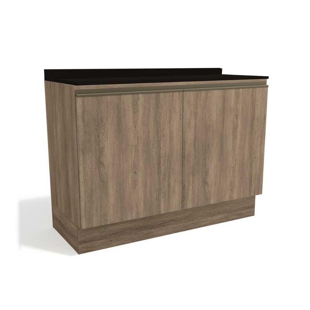 Gabinete de Cozinha Modulado Balcão Maxxi G745 2 Portas c/Tampo 120cm Nogal/Preto - Kappesberg - 1