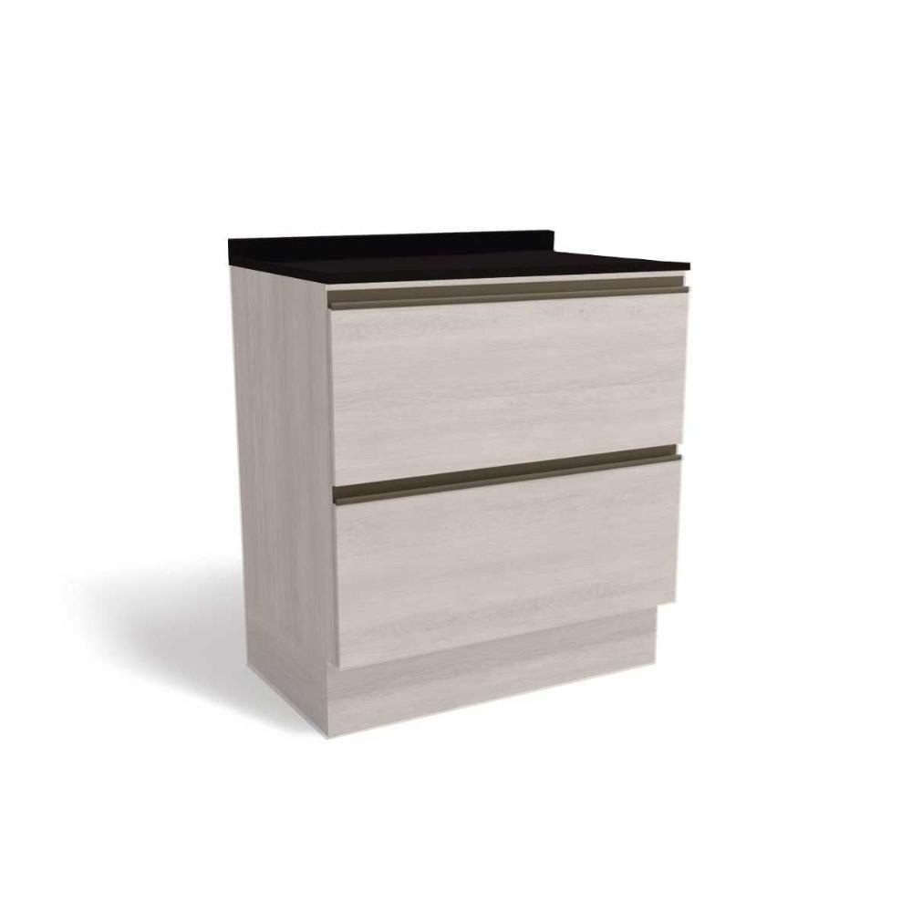 Gabinete de Cozinha Modulado Balcão Maxxi G755 2 Gavetas c/Tampo 80cm Branco/Preto - Kappesberg - 1