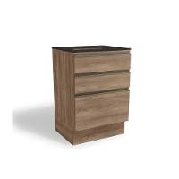 Gabinete de Cozinha Modulado Balcão Maxxi G743 p/Cooktop 3 Gavetas c/Tampo 60cm Nogal/Preto Brilho - Kappesberg - 1