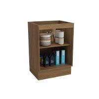 Gabinete de Cozinha Modulado Balcão Botanic M629 p/Cooktop 1 Porta c/Tampo 60cm Nogueira/Oliva/Preto - Kappesberg - 5