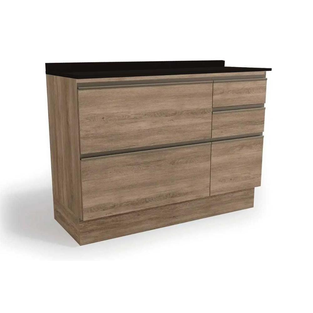 Gabinete de Cozinha Modulado Balcão Maxxi G746 4 Gavetas e 1 Porta c/Tampo 120cm Nogal/Preto - Kappesberg - 1