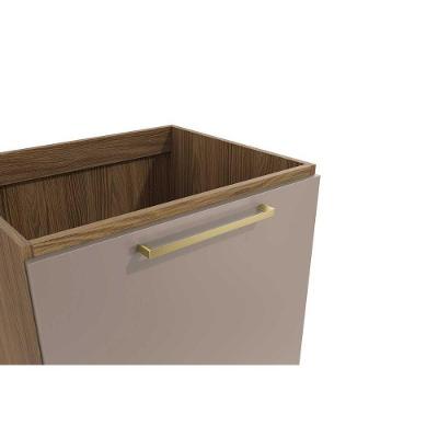 Gabinete de Cozinha Modulado Balcão Botanic M629 p/Cooktop 1 Porta c/Tampo 60cm Nogueira/Fendi/Preto Brilho - Kappesberg