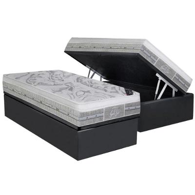 Cama Box Baú Solteiro: Colchão Molas Pocket Ensacadas Castor  Gold Star SLX + Base CRC Suede Gray(88x188)