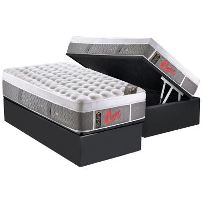 Cama Box Baú Solteiro: Colchão Molas Pocket Ensacadas Castor  Light Stress Oxygen New Plush + Base CRC Suede Gray(88x188)