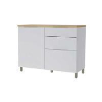 Módulo Cozinha Nesher Marquesa Balcão p/Pia 1 Porta e 3 Gaveta c/ Tampo 120cm Branca/Nature - Nesher - 1