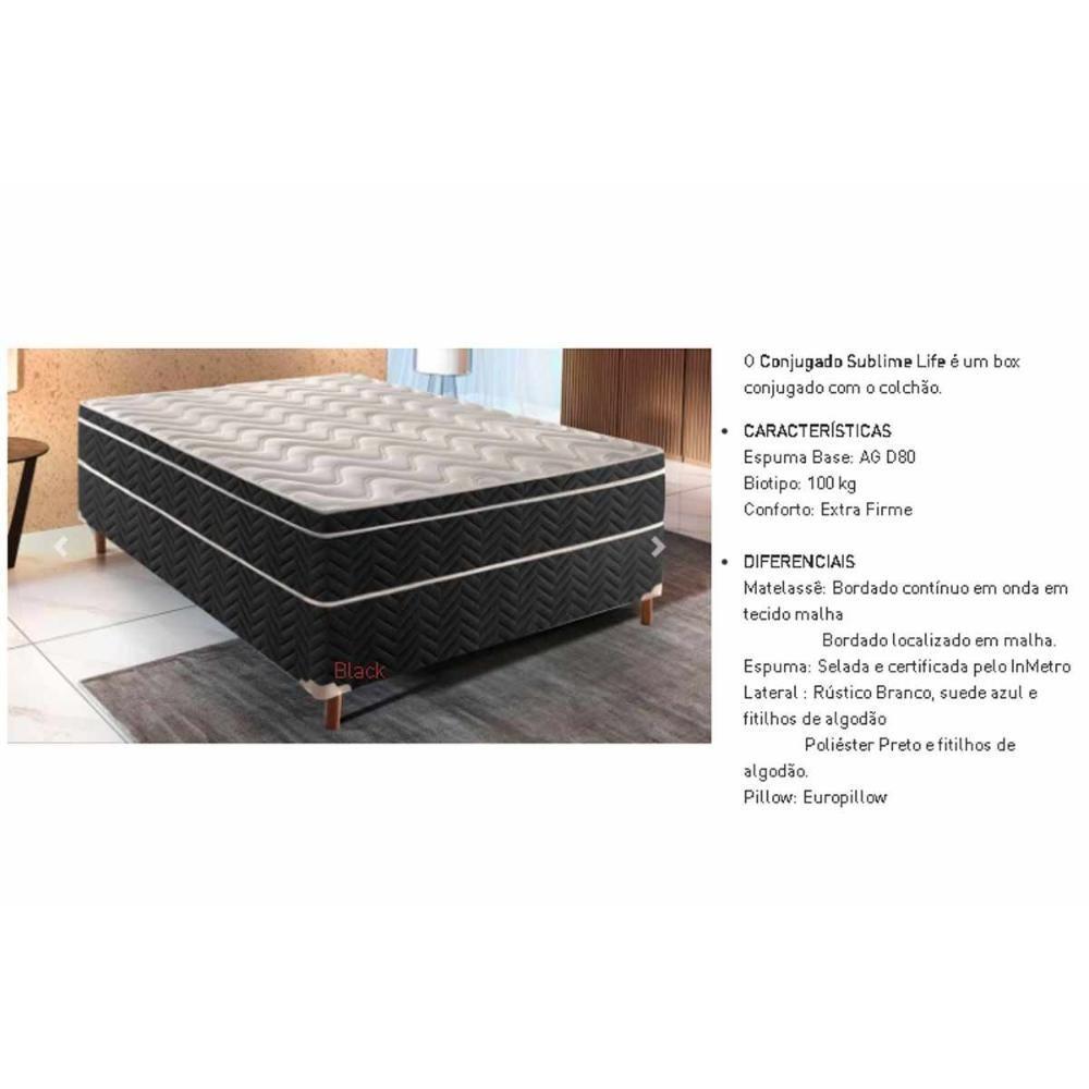 Cama Box Conjugado Solteiro: Colchão Molas Extrapedic Sublime Life Pillow Black (88x188x48) Paropas - 3