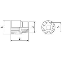 Soquete Estriado Em Aço Cromo Vanádio 9/16" - Encaixe 1/2" Tramontina Pro Tramontina - 2