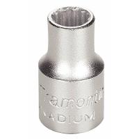 Soquete Estriado Em Aço Cromo Vanádio 9 Mm - Encaixe 3/8" Tramontina Pro Tramontina - 1