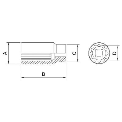 Soquete Estriado Longo Em Aço Cromo Vanádio 8 Mm - Encaixe 1/2" Tramontina Pro Tramontina