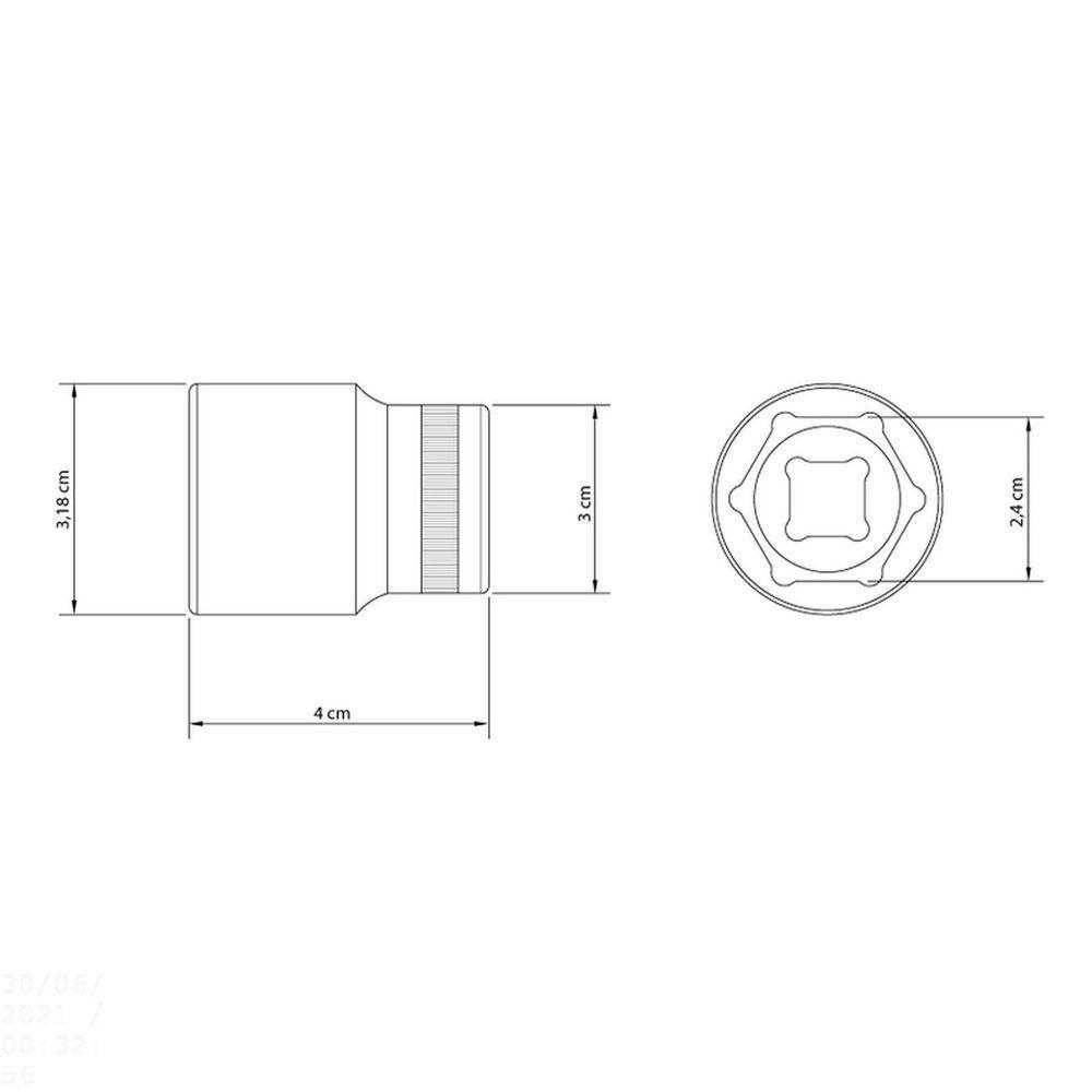 Soquete Sextavado 24 Mm Encaixe 1/2" Tramontina Em Aço Cromo Vanádio Com Acabamento Cromado Tramontina - 3