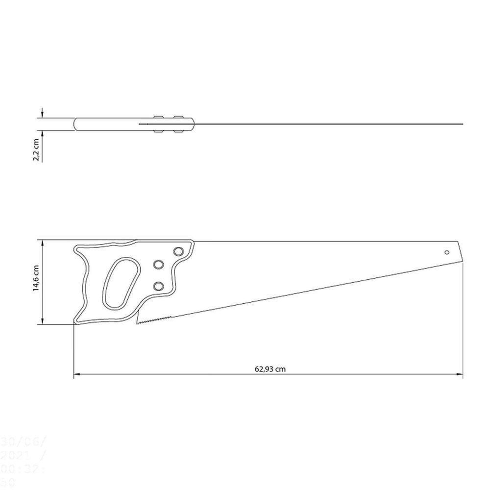 Serrote Profissional 22" Com 5 Dentes Por Polegada Em Aço Carbono Com Cabo De Madeira - 2