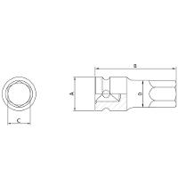 Soquete De Impacto Ponta Hexagopnal Em Aço Cromo Molibdênio 5 Mm - Encaixe 1/2\'\' Tramontina - 2