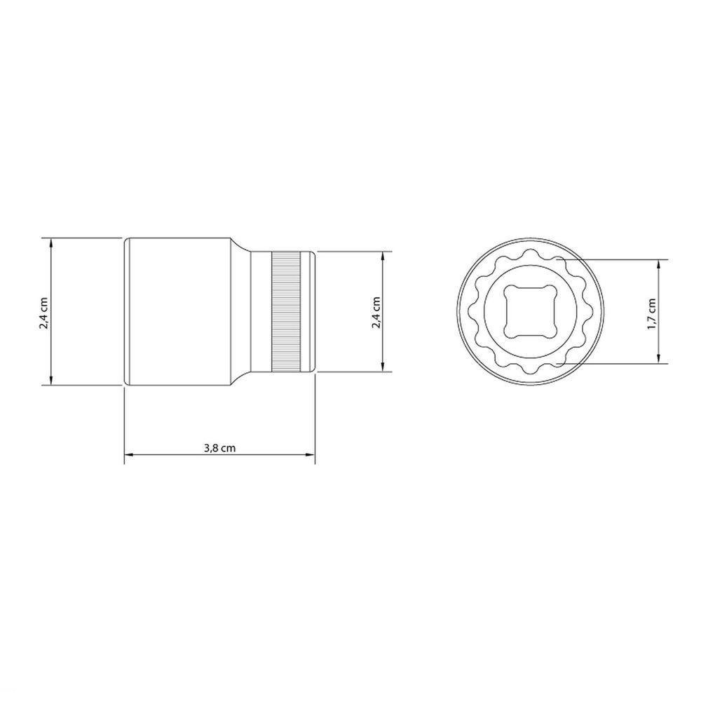 Soquete Estriado 17 Mm Encaixe 1/2" Tramontina Em Aço Cromo Vanádio Com Acabamento Cromado Tramontina - 5