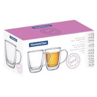 Conjunto De Xícaras Tramontina Para Café E Chá Vidro Duplo Com Alças 2 Peças Tramontina