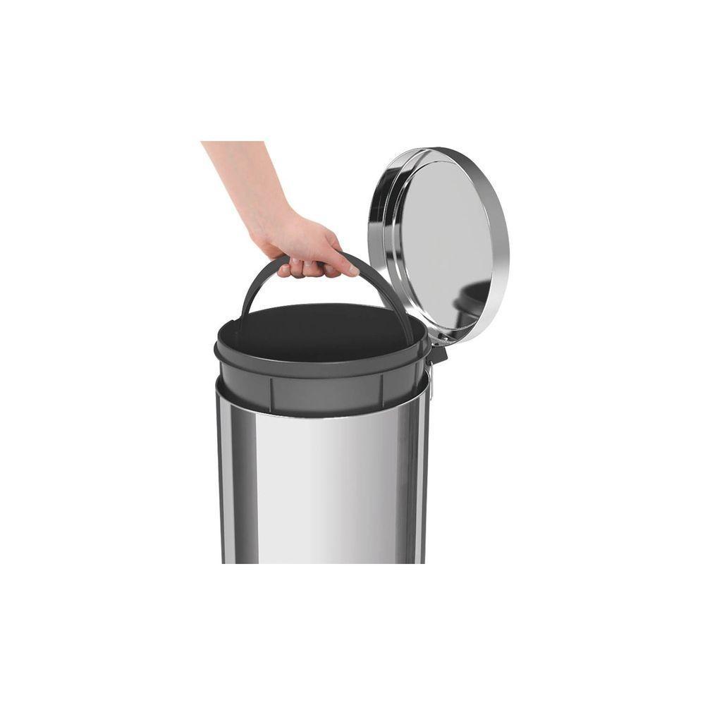 Lixeira Inox Com Pedal Brasil Com Acabamento Polido E Balde Interno Removível 12 L - 3