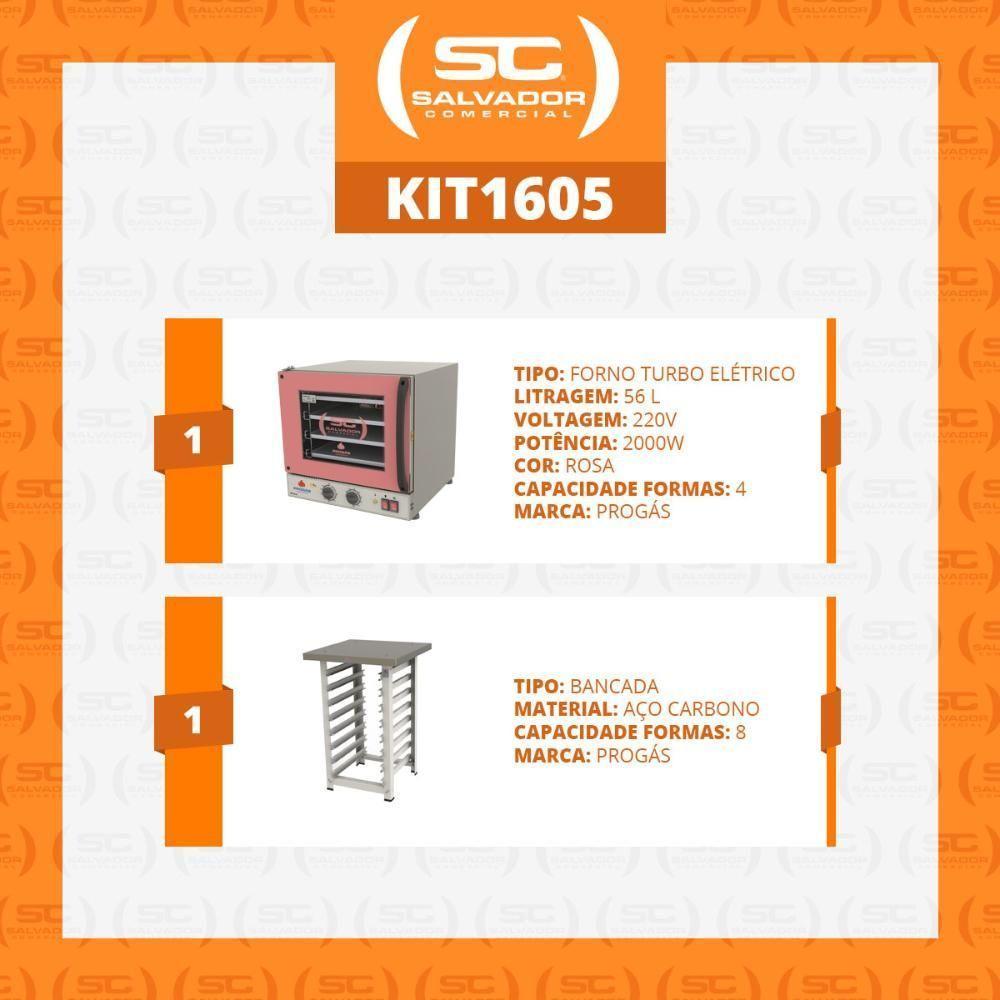 Kit - Forno Turbo Elétrico Fast Oven Prp-004 220v Rosa + Bancada Mes-004 - Progás 220v - 5