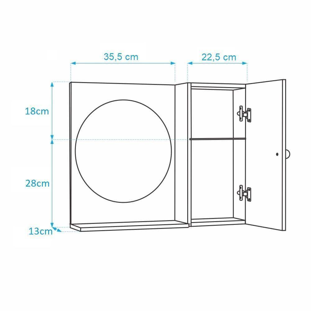Espelho Redondo para Banheiro com Armário Preto e Branco - 4
