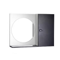 Espelho Redondo para Banheiro com Armário Preto e Branco - 1