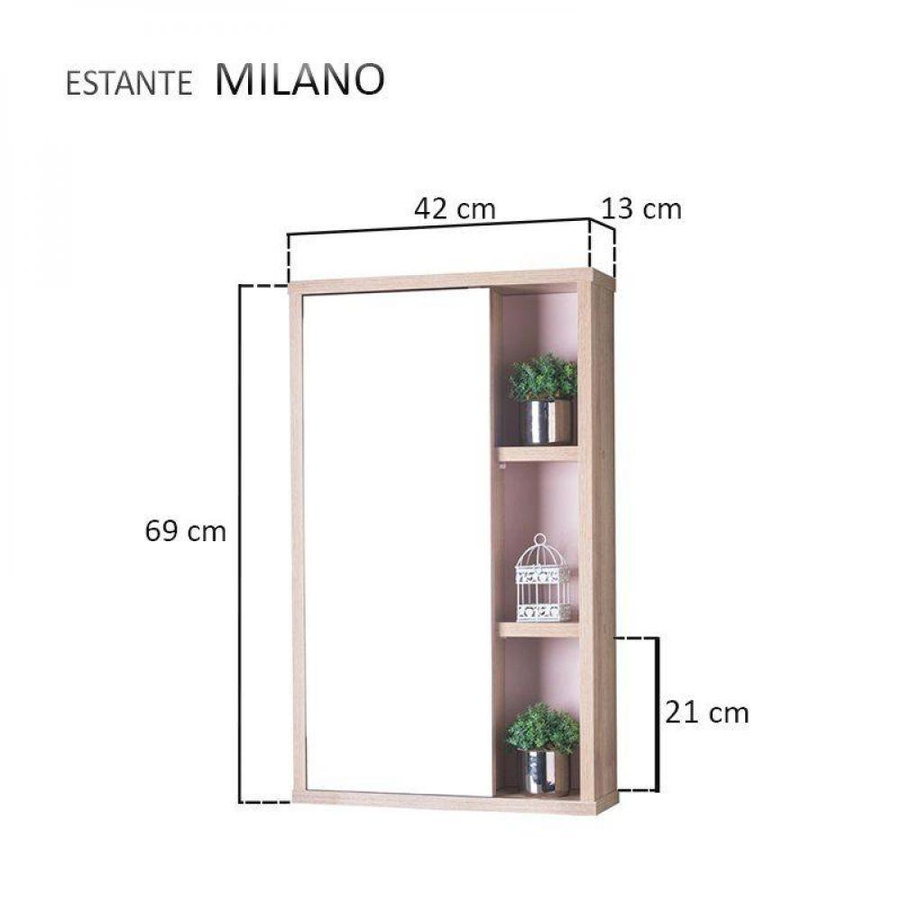 Espelho Para Banheiro Com Armário Milano Carvalho E Rosa - 4