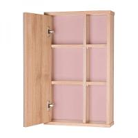 Espelho Para Banheiro Com Armário Milano Carvalho E Rosa - 1