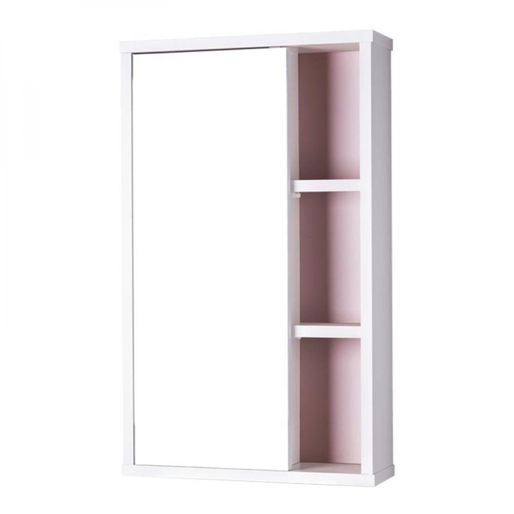 Espelho para Banheiro com Armário Branco e Rosa 69 X 42cm - 1