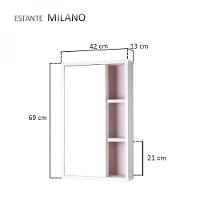 Espelho para Banheiro com Armário Branco e Rosa 69 X 42cm - 2