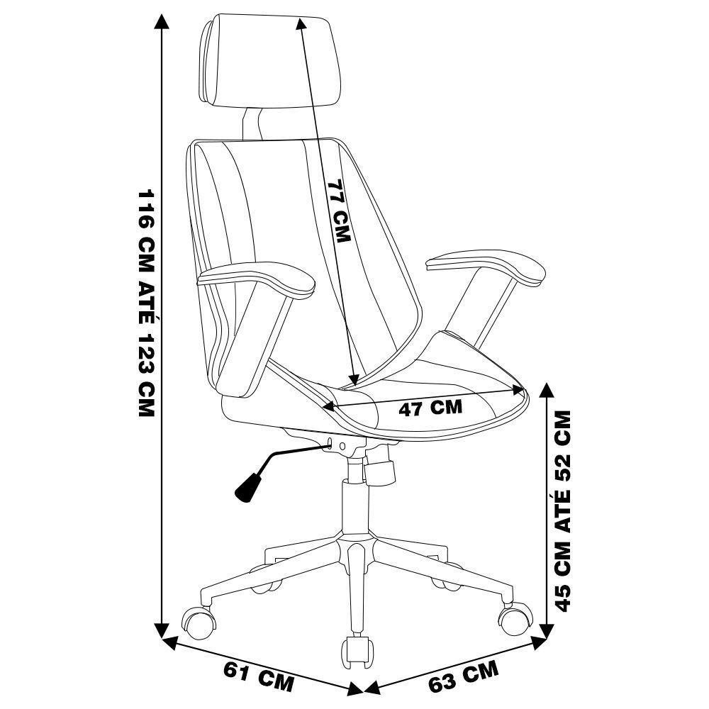 Cadeira de Escritório Juliette Presidente Giratória Preta - 6