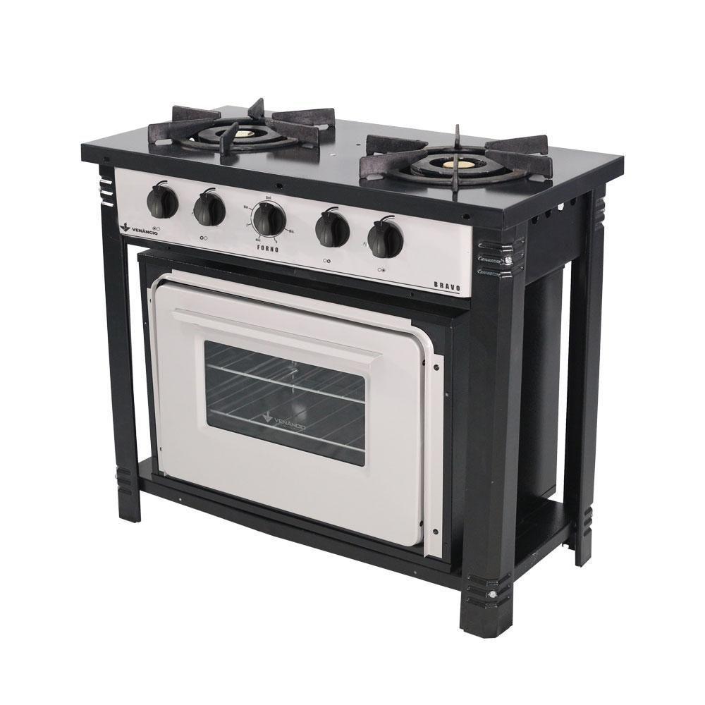 Fogão Industrial Com Forno 2 Bocas Duplas Bravo Br2bf Cinza - Venâncio - 1