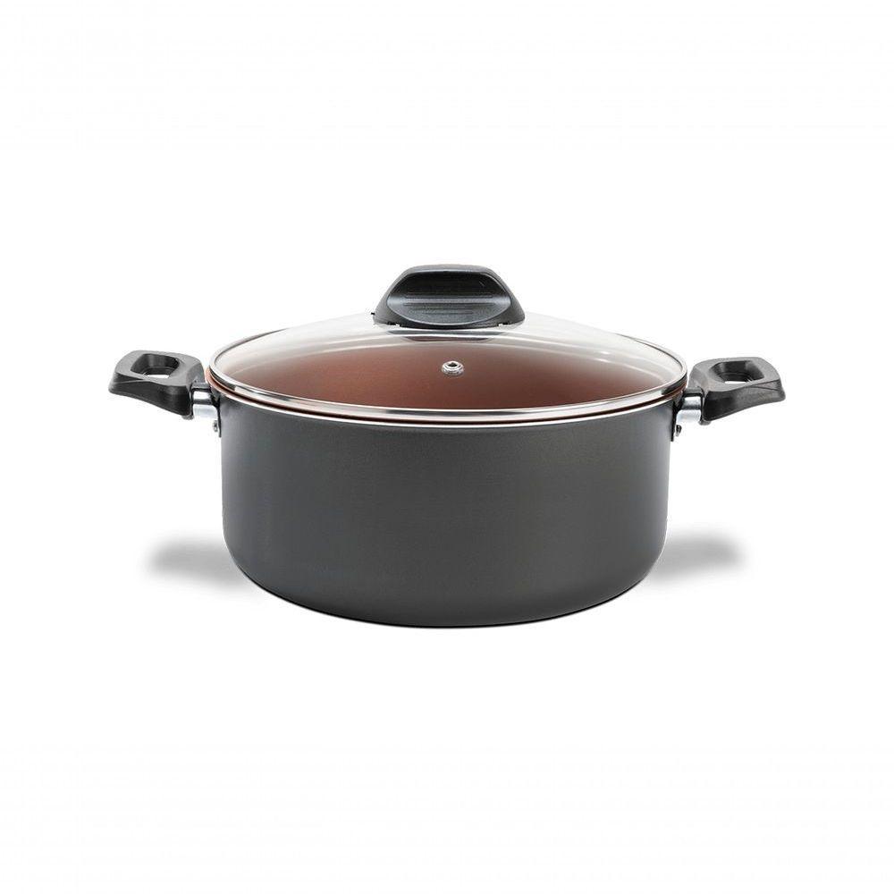 Caçarola Com Tampa 22 Cm 3,45 L Pro-flon Antiaderente Cinza Range Linha Topázio Brinox Cinza - 1