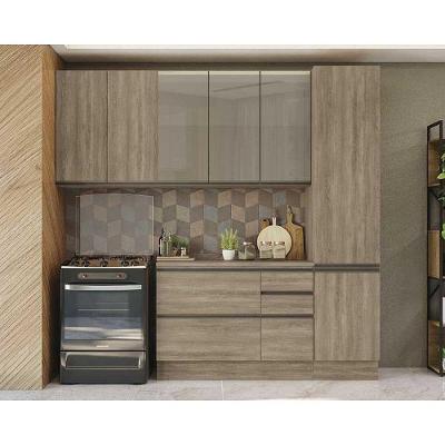 Cozinha Modulada Completa Maxxi (2 Armários+ 1 Balcão + 1 Paneleiro + 1 Complemento) 5 Peças CZ246 Nogal - Kappesberg