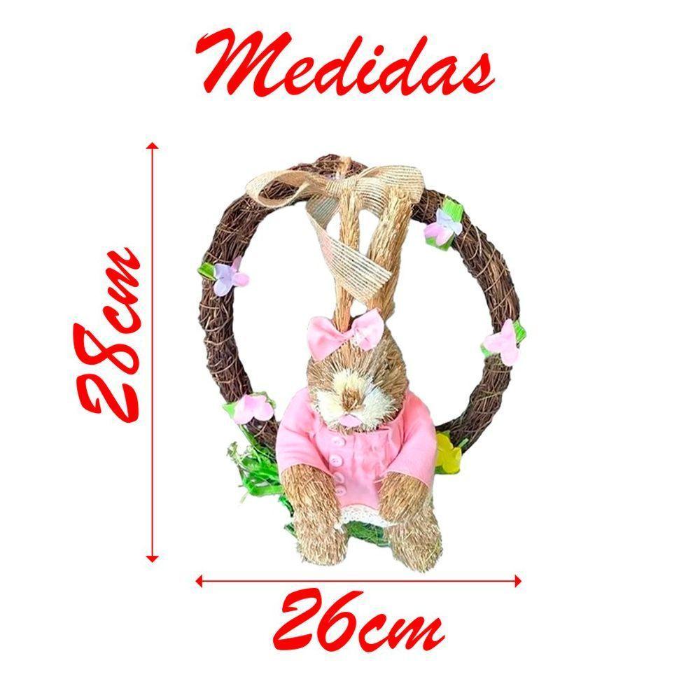 Guirlanda Enfeite Páscoa Coelhinho Palha 26cm - 3