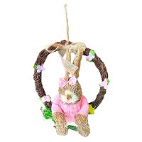 Guirlanda Enfeite Páscoa Coelhinho Palha 26cm - 1