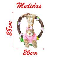 Guirlanda Enfeite Páscoa Coelhinho Palha 26cm - 3