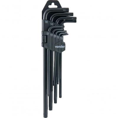 Jogo Chave Torx T10-t50 Tipo L Longa Vanádio 9 Peças Vonder
