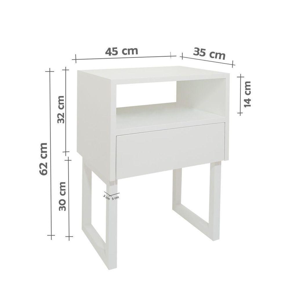 Mesa De Cabeceira Lateral Nicho Com Gaveteiro Branco Laca - 4