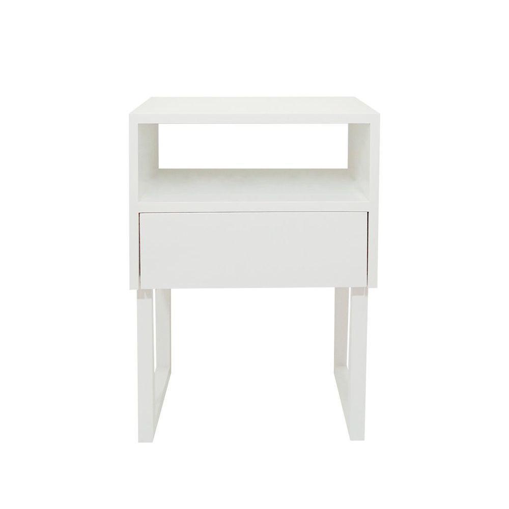 Mesa De Cabeceira Lateral Nicho Com Gaveteiro Branco Laca - 5