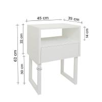 Mesa De Cabeceira Lateral Nicho Com Gaveteiro Branco Laca