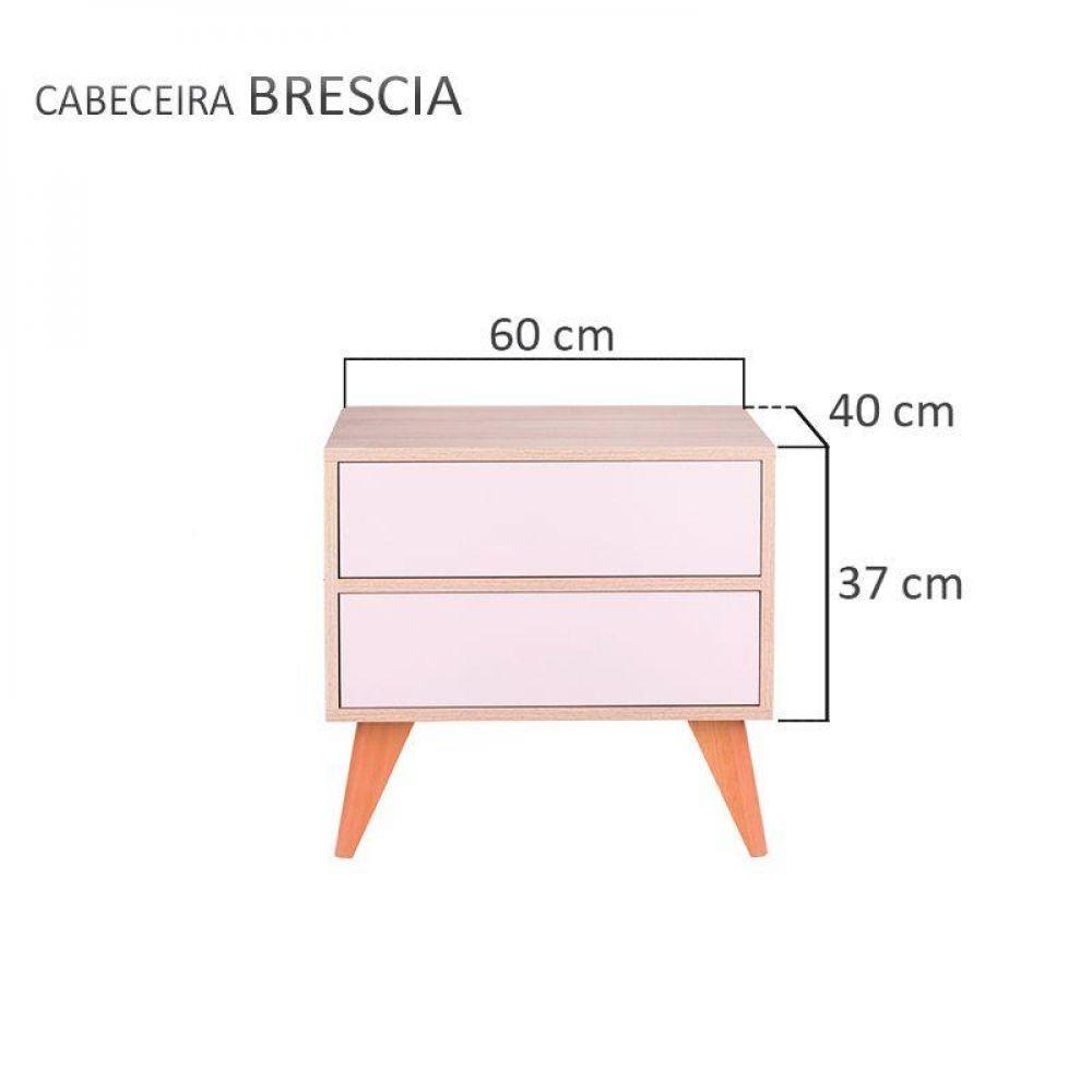 Mesa de Cabeceira com Portas Bréscia Carvalho e Rosa Claro - 2