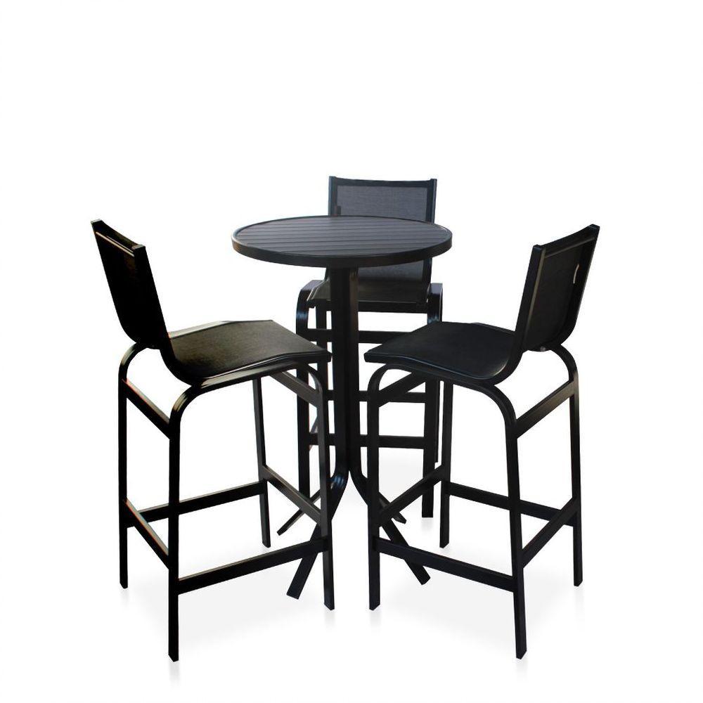 Conjunto Mesa Bistrô Com 3 Banquetas Para área Externa - Preto - 1